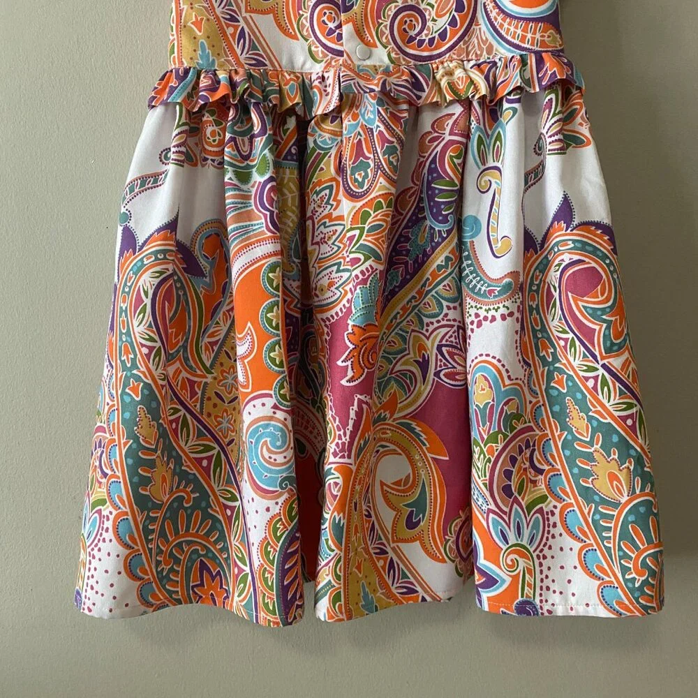 Handmade Children's Multicolour Cotton Poly Sleeveless Triangle Cut Out Dress - Picture 9 of 15